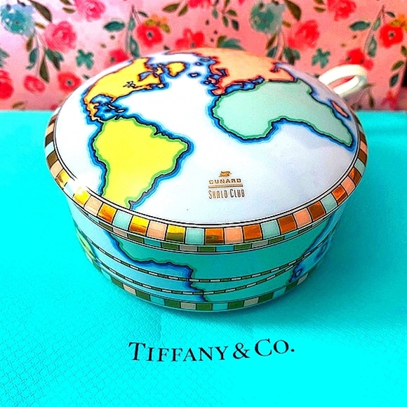 Tiffany & Co. Other - Tiffany & Co. World Map Vintage Cunard Cruise by T & Co. Porcelain Trinket Box